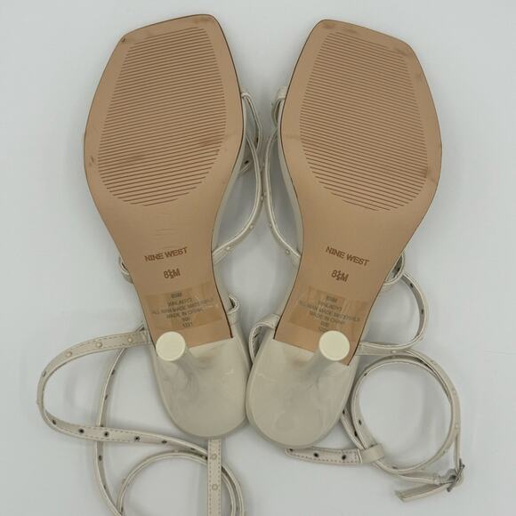 Nine West 8.5 Lady 3 Strappy Ankle Wrap Studded Thong Heel Sandals NIB - Picture 7 of 8